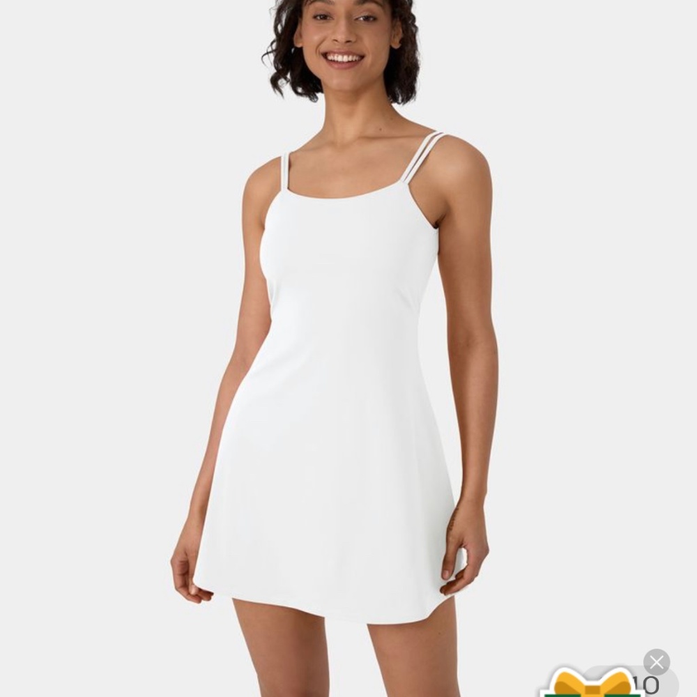 Halara Everyday Cloudful Twist Back White Dress